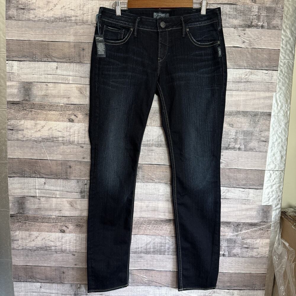 Silver Jeans Aiko Skinny Jeans Womens 32 Blue Stretch Denim Joga Jeans Pants NWT
